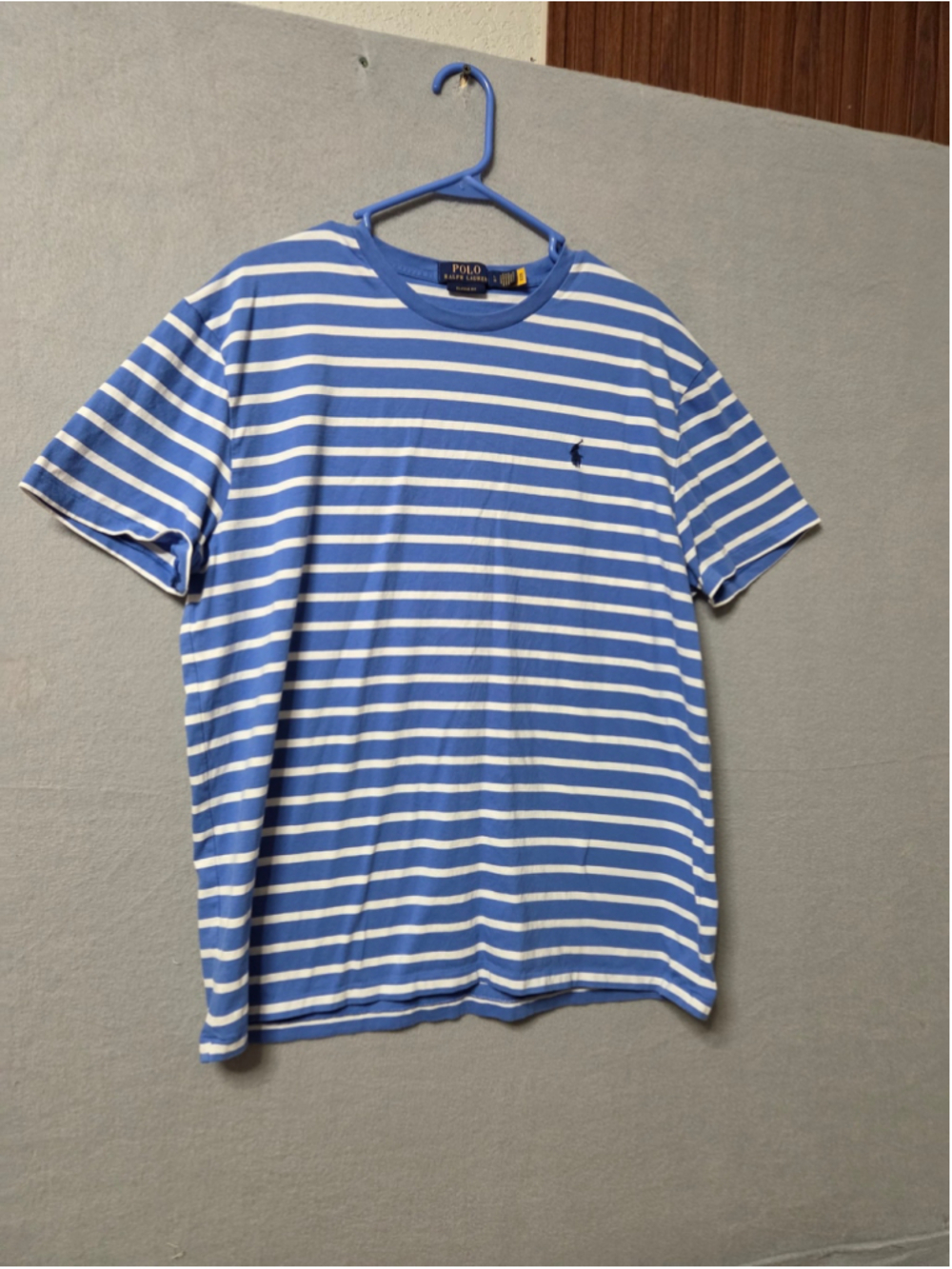 Men's Polo Ralph Lauren Striped Short Sleeve Tee, Blue/White, Size L